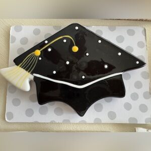 Happy Everything Ceramic Plate Mini Graduation Cap Attachment